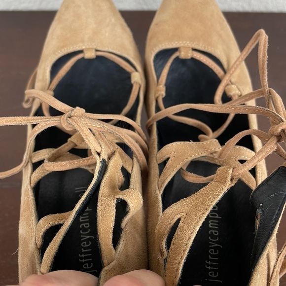 Jeffrey Campbell Brielle Lace Up Pointed Toe Stiletto Heels Camel Tan Sz 9 - Picture 8 of 16